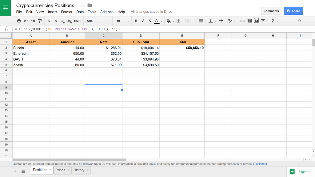 cryptocurrency positions tab spreadsheet