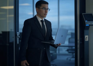 Auditor enter to security office